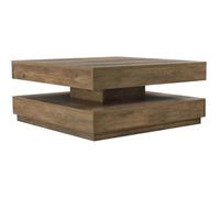 [en.casa] Table Basse avec Plateau Tournant Panneau de Fibre de Bois Couleur Effet Bois 76 x 76 x 38 cm