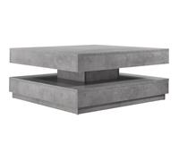 [en.casa] Table Basse avec Plateau Tournant Panneau de Fibre de Bois Gris Béton 76 x 76 x 38 cm