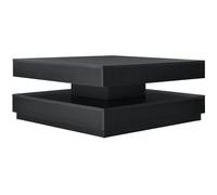 [en.casa] Table Basse avec Plateau Tournant Panneau de Fibre de Bois Noir 76 x 76 x 38 cm