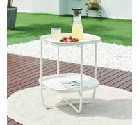 Table à plateaux 'Sandefjord' rectangulaire avec 2 plateaux amovibles acier 57,5 x 46 x 46 cm blanc