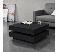 Table Basse Annaba avec 4 Compartiments Stockage Noir Brillant [en.casa]