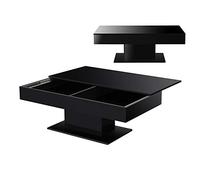 Table Basse de Salon Stylé avec 2 Espaces de Rangement Panneau de Particules 40 x 110 x 60 cm Noir Brillant [en.casa]