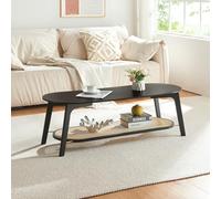 Table basse de salon Taivalkoski bambou 120 x 43 x 40 cm noir effet rotin