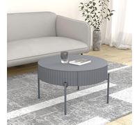[en.casa] Table Basse de Salon avec Plateau Rond et Tiroir Table d'Appoint Design Élégant Intemporel avec Compartiment de Rangement MDF Métal 36 x 60 cm Gris
