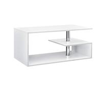 [en.casa] Table Basse de Salon Design Intemporel avec Étagère de Rangement Plateau Rectangulaire Surface de Stockage Panneau de Particules 90 x 50 x 41 cm Blanc
