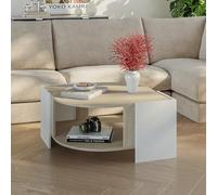 Table basse Klipsari 75 x 75 x 40 cm travertin blanc