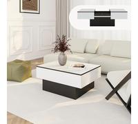 [en.casa] Table Basse de Salon Stylé avec 2 Espaces de Rangement Intérieurs Design Panneau de Particules 40 x 80 x 60 cm Noir Blanc Brillant