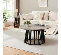 Table basse de salon Buzzard 90 x 45 cm effet béton noir _x000D_
