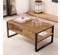 Table basse - EN.CASA - Laukaa - Effet chêne rustique - Noir