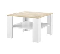 Table Basse De Salon Aachen 60 x 60 x 40 cm Blanc et Effet Chêne [en.casa]