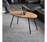 [en.casa] Table Basse Ovale Table de Nuit de Chevet Stylée Panneau de Particules Métal 43 x 90 x 50 cm Naturel Noir