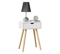 [en.casa] Table Basse pour Salon Meuble Design avec Tiroir Capacité de Charge 5 kg Panneau de Partiules Bois Revêtu PVC 60 x 40 x 30 cm Blanc