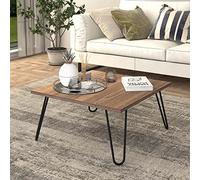 [en.casa] Table Basse Rectangulaire Stylé avec Pieds en Epingle à Cheveux Petite Table d'Appoint Polyvalent pour Salon Panneau de Particules Métal 60 x 60 x 30 Effet Noyer Noir