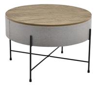 [en.casa] Table Basse Ronde avec Plateau Amovible Panneaux de Particules Textile Métal Couleur Bois Gris Noir 40 x 60 cm