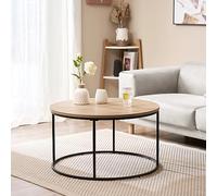 Table basse Kuhmoinen ronde diamètre 80 cm noir et effet bois