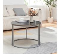 Table basse Aulum ronde 50 x 80 cm marbre noir argent