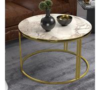 Table basse Aulum ronde 50 x 80 cm marbre blanc or