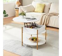 Table basse Kandas avec surface relevable effet marbre blanc