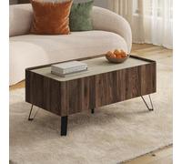 Table basse Trorlon 100 x 50 x 40 cm effet noyer / travertin