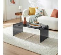 [en.casa] Table Basse Väsas en Verre Trempé de 10 mm Grand Plateau Rectangulaire Capacité de Charge 30 kg Design Élégant et Intemporel pour Salon Bureau 90 x 45 x 35 cm Gris Foncé