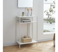 [en.casa] Table Console avec 2 Étagères Inférieures Table d'Appoint Style Industriel Polyvalent Design Intemporel Stable pour Entrée Salon Couloir Chambre Acier 85 x 55 x 30 cm Blanc