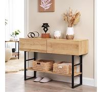 Table console Varberg métal 75 x 120 x 30 cm noir effet chêne