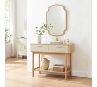 [en.casa] Table Console pour Salon avec 2 Tiroirs Pratiques Table d'Appoint Rectangulaire avec Tablette Rangement pour Entrée Chambre Bureau MDF Bois de Pin 100 x 40 x 80 cm Effet Chêne Couleur Sable