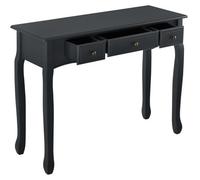 [en.casa] Table Console Table d'Entrée Table de Salon Vintage avec 3 Tiroirs MDF Pieds en Pin Boutons en Métal Alliage de Zinc Noir