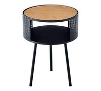 [en.casa] Table d'Appoint Design avec Espace de Rangement Intérieur Bout de Canapé Table de Chevet Capacité de Charge 15 kg Métal Panneau de Particules 45 x 34 cm Noir Effet Bois