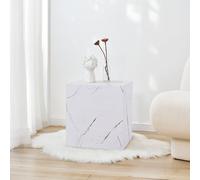 Table d'appoint Ellelu 45 x 40 x 40 cm aspect marbre blanc