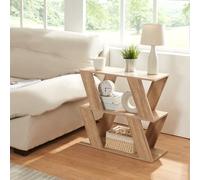 [en.casa] Table d'appoint polyvalente avec 2 étagères - Bout de canapé, table de chevet, table basse - Panneau de particules - Effet chêne - 60 x 22 x 57 cm