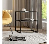 [en.casa] Table d'Appoint pour Salon Polyvalent Bout de Canapé Étagère de Rangement Surface de Stockage Espace Supplémentaire Acier 51 x 45 x 40 cm Noir