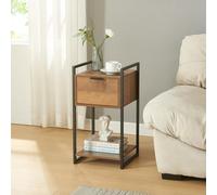 [en.casa] Table d'Appoint Rectangulaire en Bois d'Ingénierie avec Étagère et Tiroir, Effet Noyer Noir, 62 x 33 x 32 cm