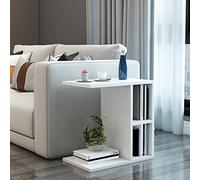[en.casa] Table d'Appoint Rectangulaire pour Salon Chambre Bout de Canapé avec 2 Compartiments de Rangement Panneau de Particules 50 x 50 x 30 cm Blanc
