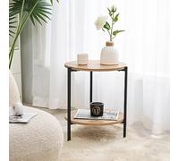 [en.casa] Table d'Appoint Ronde Design pour Salon Bout de Canapé Métal Panneau de Particules 50 x 40 cm Effet Bois Noir