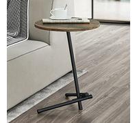 [en.casa] Table d'Appoint Ronde pour Salon Bout de Canapé Design Capacité de Charge 15 kg Métal MDF 55 x 40 cm Effet Bois Foncé Noir