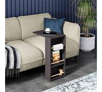 [en.casa] Table d'Appoint Style Intemporel pour Ordinateur Portable Bout de Canapé Table de Chevet avec 4 roulettes Panneau de Particules Bois Plastique 44 x 29 x 65 cm Noir