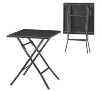 [en.casa] Table de Camping Pliante avec Plateau Carré Table de Pique-Nique pour Jardin Terrasse Balcon Patio Extérieur Métal Plastique HDPE 62 x 62 x 73 cm Effet Rotin Noir