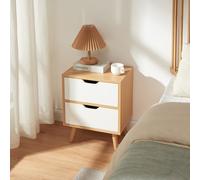 [en.casa] Table de Chevet avec 2 Tiroirs Meuble de Rangement Moderne Table de Nuit Pratique Stable pour Chambre Entrée Salon Panneau de Particules Bois Massif 50 x 40 x 30 cm Effet Chêne Blanc