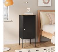 [en.casa] Table de Chevet Table de Nuit Petite Armoire Meuble de Rangement avec Poignée à Gauche Porte Verrouillable Pieds Réglables Fentes d'Aération pour Chambre Bureau Acier 82 x 35 x 35 cm Noir