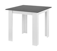 [en.casa] Table de Forme Carrée pour 4 Personnes Table Design pour Salle à Manger Cuisine Salon Panneau de Particules Mélaminé 80 x 80 x 76 cm Blanc Gris Foncé