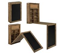 [en.casa] Table Murale Pliable Bureau Mural Rabattable MDF Couleur Bois Naturel 156 x 50 x 91,5 cm