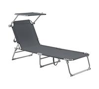 Chaise longue 'Getaria' avec toit solaire réglable Structure en acier 189 x 57 x 28 cm Gris foncé