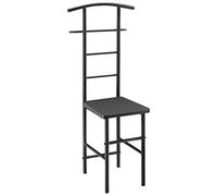 [en.casa] Valet de Chambre Design Porte-Vêtements avec Cintre et Porte-Pantalons Valet de Nuit Solide en Métal MDF 107 x 45 x 45 cm Noir Gris Foncé