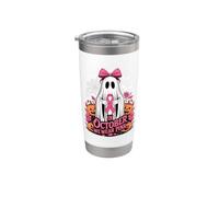En octobre, nous portons un ruban rose Spooky Ghost pour le cancer du sein Gobelet isotherme en acier inoxydable double paroi