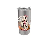 En octobre, nous portons un ruban rose Spooky Ghost pour le cancer du sein Gobelet isotherme en acier inoxydable double paroi