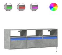 ""En solde"" Armoire TV murale - CLOUD - Meuble TV Suspendu Flottant - avec lumières LED - - gris béton 130x31x45 cm LL2546