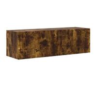 ""En solde"" Armoire TV murale - CLOUD - Meuble TV Suspendu Flottant - Chêne fumé 98x31x29,5 cm Bois d'ingénierie LL2645