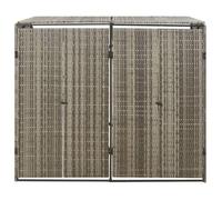 EN SOLDE*Cache et abri jardin - MONNA - Abri pour poubelle - double Gris 140x80x117 cm Résine tressée@846941
