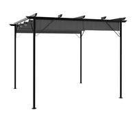 ""En solde"" Pergola de jardin - BURKE - ANTI-UV - avec toit rétractable anthracite 3x3 m acier 180 g/m² J4017
